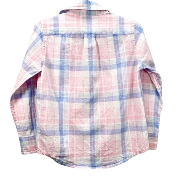 Janie and Jack Bubblegum Madras Plaid Button Down Shirt Size 4 - Picture 7 of 11